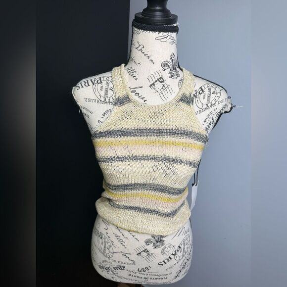 Line & Dot Summer Nights Sweater Tank Top Multi Stripe Beige Yellow S NWT - Picture 5 of 10